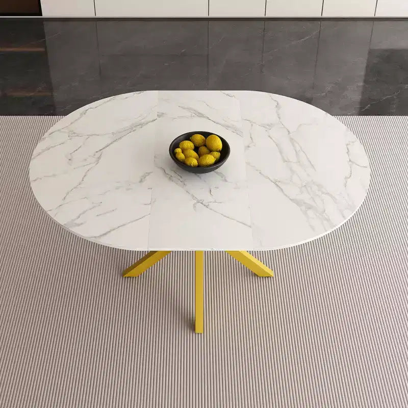 Okak 59IN Tavolo da Pranzo Moderno Retrattile per 6 Persone, Tavolo Pieghevole con Base in Acciaio al Carbonio, Tavolo da Cucina per Sala da Pranzo, Soggiorno