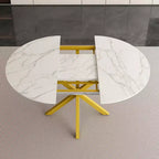 Okak 59IN Tavolo da Pranzo Moderno Retrattile per 6 Persone, Tavolo Pieghevole con Base in Acciaio al Carbonio, Tavolo da Cucina per Sala da Pranzo, Soggiorno