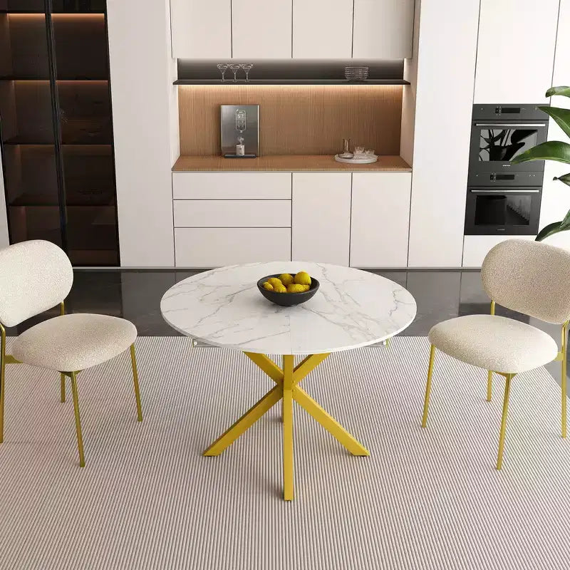 Okak 59IN Tavolo da Pranzo Moderno Retrattile per 6 Persone, Tavolo Pieghevole con Base in Acciaio al Carbonio, Tavolo da Cucina per Sala da Pranzo, Soggiorno