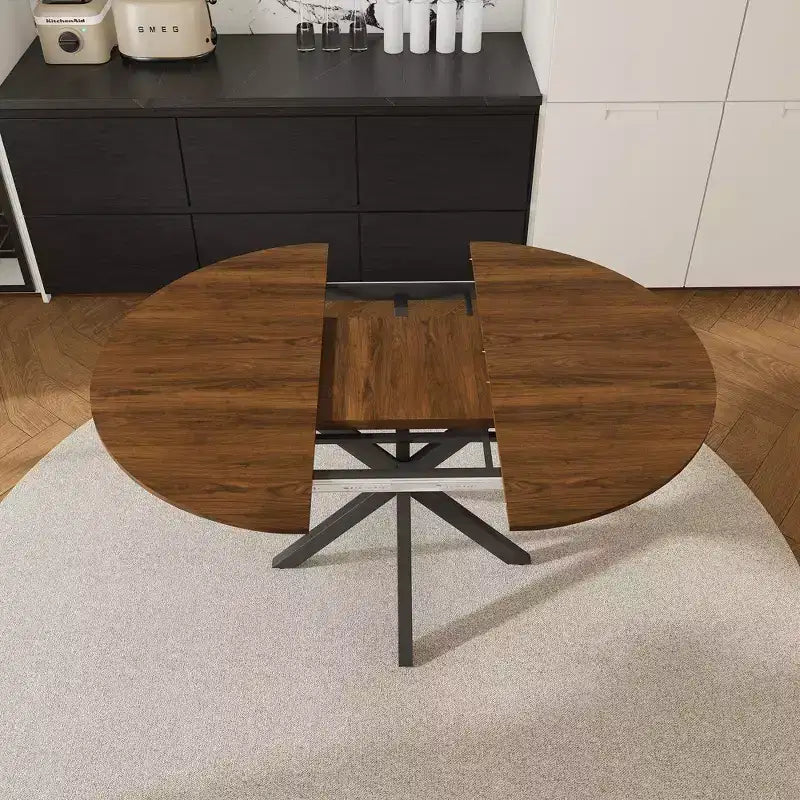 Okak 59IN Tavolo da Pranzo Moderno Retrattile per 6 Persone, Tavolo Pieghevole con Base in Acciaio al Carbonio, Tavolo da Cucina per Sala da Pranzo, Soggiorno