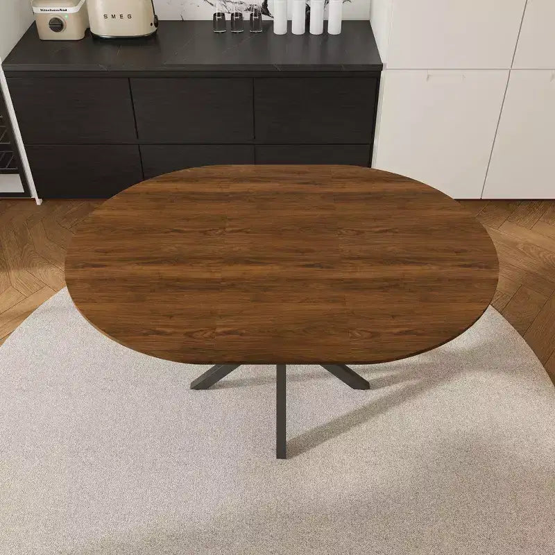Okak 59IN Tavolo da Pranzo Moderno Retrattile per 6 Persone, Tavolo Pieghevole con Base in Acciaio al Carbonio, Tavolo da Cucina per Sala da Pranzo, Soggiorno