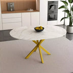 Okak 59IN Tavolo da Pranzo Moderno Retrattile per 6 Persone, Tavolo Pieghevole con Base in Acciaio al Carbonio, Tavolo da Cucina per Sala da Pranzo, Soggiorno