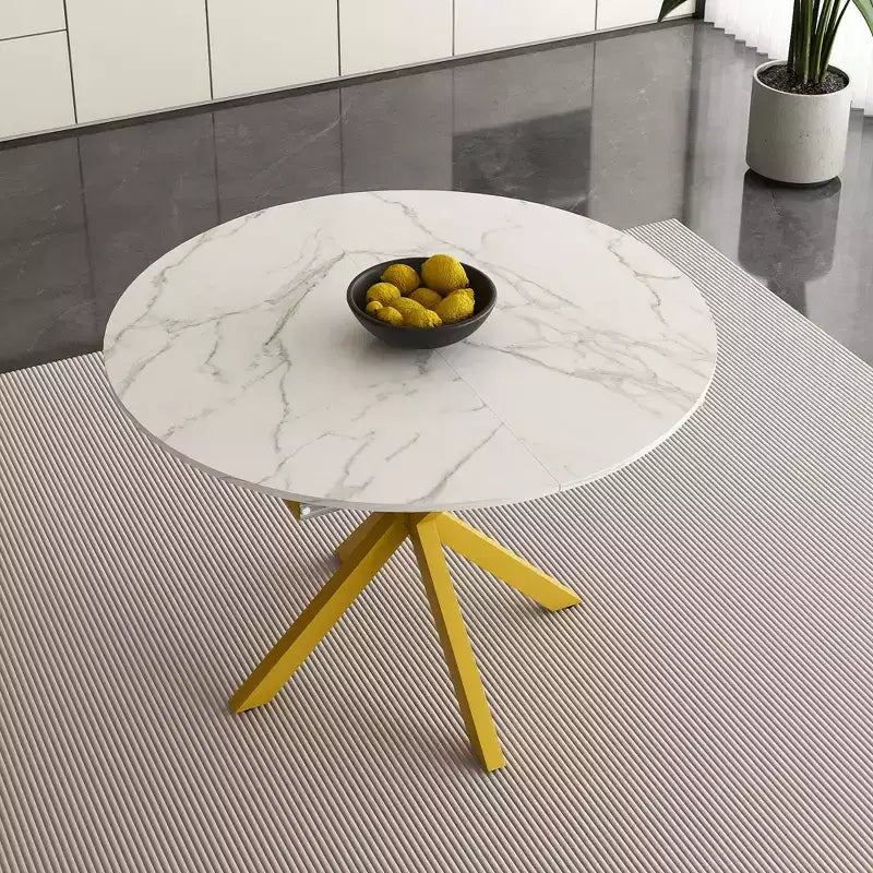 Okak 59IN Tavolo da Pranzo Moderno Retrattile per 6 Persone, Tavolo Pieghevole con Base in Acciaio al Carbonio, Tavolo da Cucina per Sala da Pranzo, Soggiorno