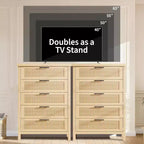 Comodino a 5 cassetti, Comò moderno in legno per camera da letto con maniglie e cassetti portaoggetti, Mobile TV in stile rustico per soggiorno, camera da letto, corridoio