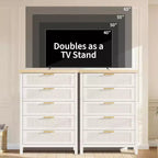 Comodino a 5 cassetti, Comò moderno in legno per camera da letto con maniglie e cassetti portaoggetti, Mobile TV in stile rustico per soggiorno, camera da letto, corridoio