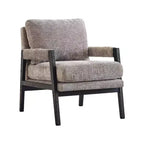 Poltrona d'Appoggio Imbottita in Ciniglia Mid-Century Modern con Struttura in Legno Massello di Acacia