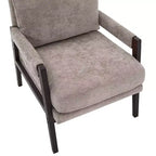 Poltrona d'Appoggio Imbottita in Ciniglia Mid-Century Modern con Struttura in Legno Massello di Acacia