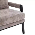 Poltrona d'Appoggio Imbottita in Ciniglia Mid-Century Modern con Struttura in Legno Massello di Acacia