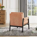 Poltrona d'Appoggio Imbottita in Ciniglia Mid-Century Modern con Struttura in Legno Massello di Acacia
