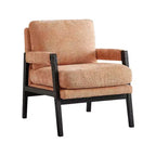 Poltrona d'Appoggio Imbottita in Ciniglia Mid-Century Modern con Struttura in Legno Massello di Acacia