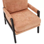 Poltrona d'Appoggio Imbottita in Ciniglia Mid-Century Modern con Struttura in Legno Massello di Acacia