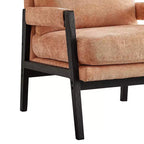 Poltrona d'Appoggio Imbottita in Ciniglia Mid-Century Modern con Struttura in Legno Massello di Acacia