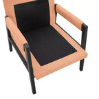 Poltrona d'Appoggio Imbottita in Ciniglia Mid-Century Modern con Struttura in Legno Massello di Acacia