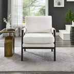 Poltrona d'Appoggio Imbottita in Ciniglia Mid-Century Modern con Struttura in Legno Massello di Acacia