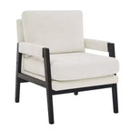 Poltrona d'Appoggio Imbottita in Ciniglia Mid-Century Modern con Struttura in Legno Massello di Acacia