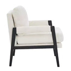 Poltrona d'Appoggio Imbottita in Ciniglia Mid-Century Modern con Struttura in Legno Massello di Acacia