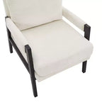 Poltrona d'Appoggio Imbottita in Ciniglia Mid-Century Modern con Struttura in Legno Massello di Acacia