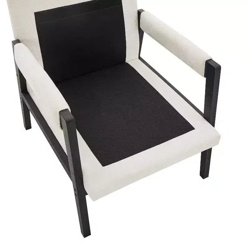 Poltrona d'Appoggio Imbottita in Ciniglia Mid-Century Modern con Struttura in Legno Massello di Acacia
