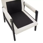 Poltrona d'Appoggio Imbottita in Ciniglia Mid-Century Modern con Struttura in Legno Massello di Acacia