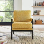 Poltrona d'Appoggio Imbottita in Ciniglia Mid-Century Modern con Struttura in Legno Massello di Acacia