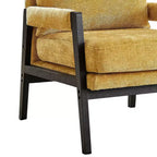 Poltrona d'Appoggio Imbottita in Ciniglia Mid-Century Modern con Struttura in Legno Massello di Acacia