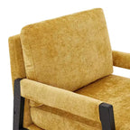Poltrona d'Appoggio Imbottita in Ciniglia Mid-Century Modern con Struttura in Legno Massello di Acacia