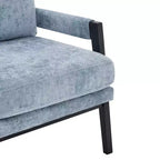 Poltrona d'Appoggio Imbottita in Ciniglia Mid-Century Modern con Struttura in Legno Massello di Acacia
