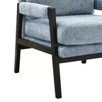Poltrona d'Appoggio Imbottita in Ciniglia Mid-Century Modern con Struttura in Legno Massello di Acacia