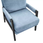Poltrona d'Appoggio Imbottita in Ciniglia Mid-Century Modern con Struttura in Legno Massello di Acacia