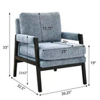 Poltrona d'Appoggio Imbottita in Ciniglia Mid-Century Modern con Struttura in Legno Massello di Acacia