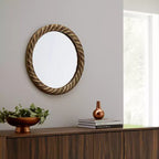 Specchio da Parete Rotondo Moderno con Cornice in Metallo Testurizzato - Accento Decorativo per Casa, Ufficio, Camera da Letto o Soggiorno - Bronzo e Rame da 29