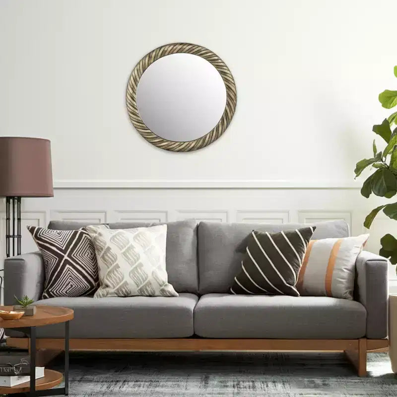 Specchio da Parete Rotondo Moderno con Cornice in Metallo Testurizzato - Accento Decorativo per Casa, Ufficio, Camera da Letto o Soggiorno - Bronzo e Rame da 29