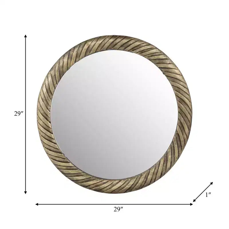 Specchio da Parete Rotondo Moderno con Cornice in Metallo Testurizzato - Accento Decorativo per Casa, Ufficio, Camera da Letto o Soggiorno - Bronzo e Rame da 29