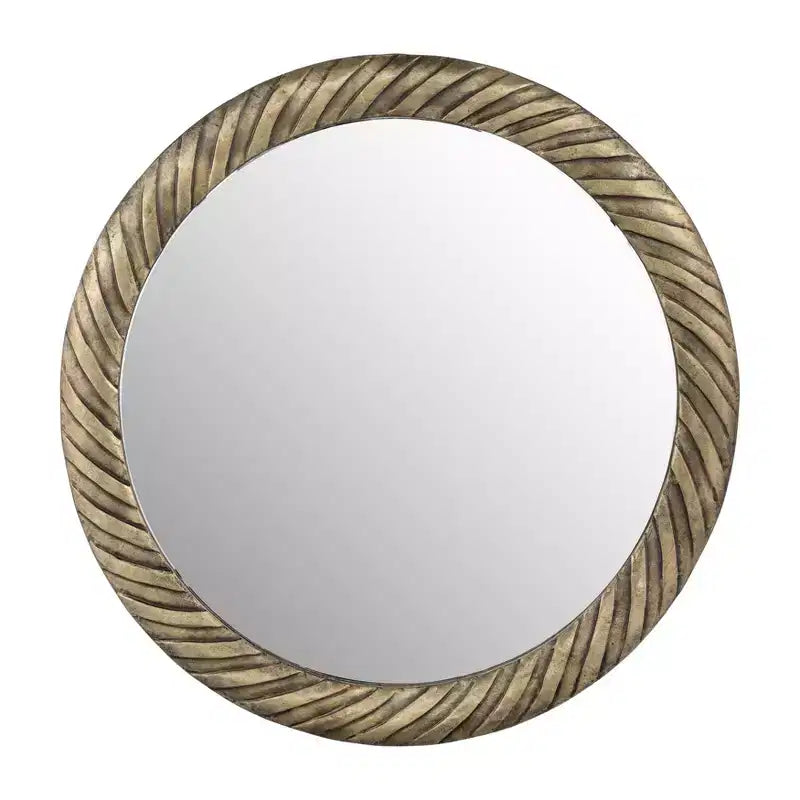 Specchio da Parete Rotondo Moderno con Cornice in Metallo Testurizzato - Accento Decorativo per Casa, Ufficio, Camera da Letto o Soggiorno - Bronzo e Rame da 29