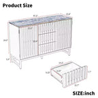 Buffet Cabinet With Storage, Dresser With Grille-Striped Doors And Storage Drawers