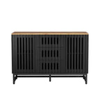 Buffet Cabinet With Storage, Dresser With Grille-Striped Doors And Storage Drawers
