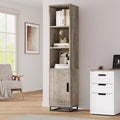 177.8 cm high storage cabinet with metal frame base and adjustable shelves, open freestanding storage cabinet for bathroom, living room