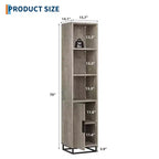 177.8 cm high storage cabinet with metal frame base and adjustable shelves, open freestanding storage cabinet for bathroom, living room