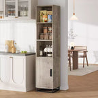 177.8 cm high storage cabinet with metal frame base and adjustable shelves, open freestanding storage cabinet for bathroom, living room