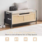 Rattan Storage Bench with Cushion and 2 Safety Hinges, 60 or 100 cm