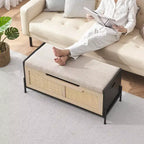 Rattan Storage Bench with Cushion and 2 Safety Hinges, 60 or 100 cm