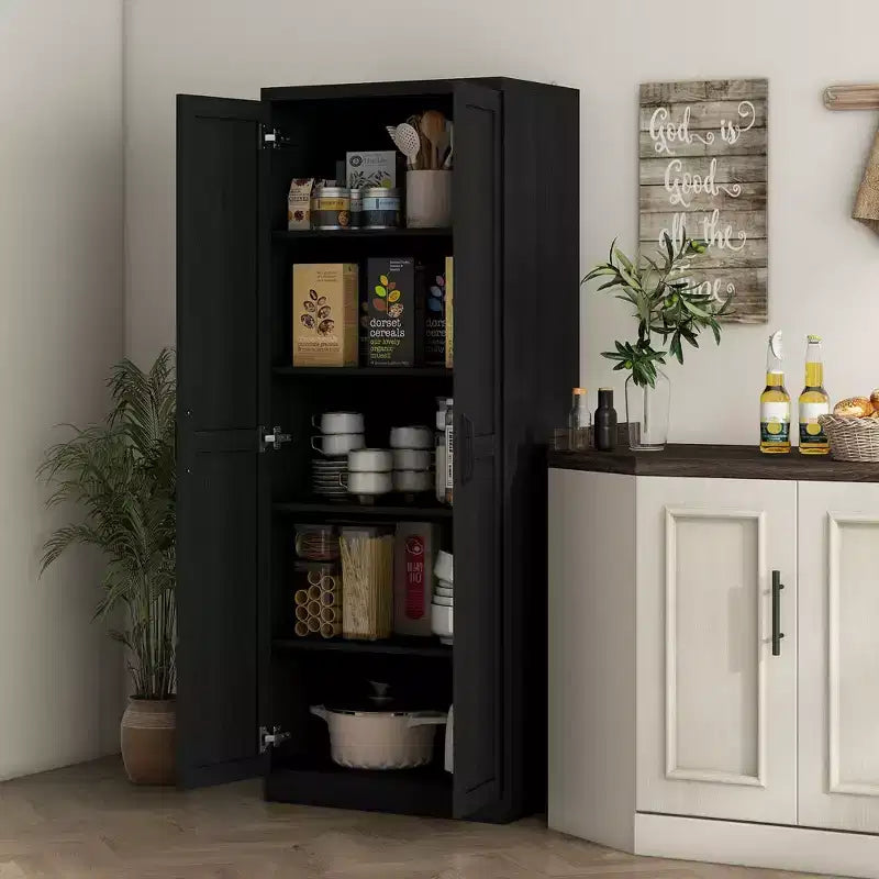 160.0 cm Tall 2-Door Kitchen Pantry, Freestanding Cabinet with 2 Adjustable Shelves for Dining Room