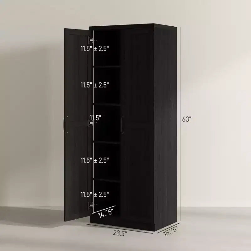 160.0 cm Tall 2-Door Kitchen Pantry, Freestanding Cabinet with 2 Adjustable Shelves for Dining Room