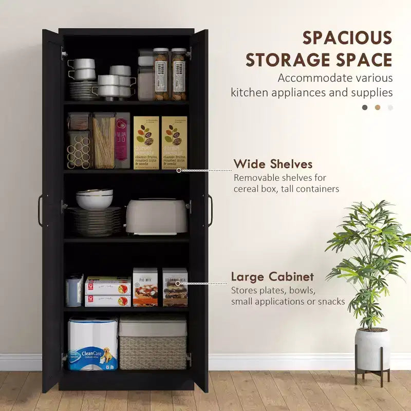 160.0 cm Tall 2-Door Kitchen Pantry, Freestanding Cabinet with 2 Adjustable Shelves for Dining Room