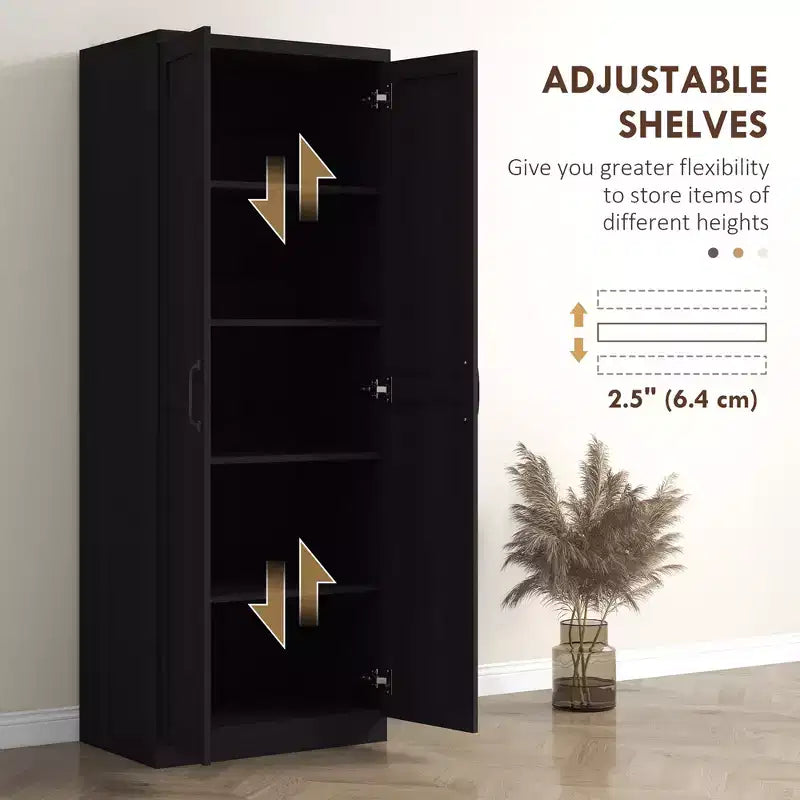 160.0 cm Tall 2-Door Kitchen Pantry, Freestanding Cabinet with 2 Adjustable Shelves for Dining Room