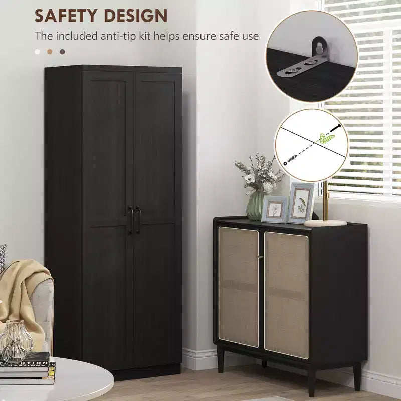 160.0 cm Tall 2-Door Kitchen Pantry, Freestanding Cabinet with 2 Adjustable Shelves for Dining Room