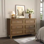 6 Drawer Dresser, Wooden Storage Chest of Drawers with Metal Handles, Modern Wide Dresser TV Stand, for Bedroom, Living Room, Entryway
