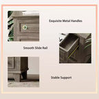 6 Drawer Dresser, Wooden Storage Chest of Drawers with Metal Handles, Modern Wide Dresser TV Stand, for Bedroom, Living Room, Entryway