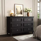 6 Drawer Dresser, Wooden Storage Chest of Drawers with Metal Handles, Modern Wide Dresser TV Stand, for Bedroom, Living Room, Entryway
