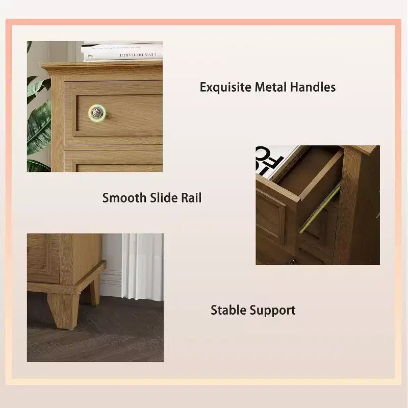 6 Drawer Dresser, Wooden Storage Chest of Drawers with Metal Handles, Modern Wide Dresser TV Stand, for Bedroom, Living Room, Entryway